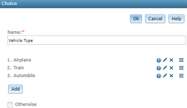 Example conditional statements in Choice dialog Example conditional statements in Choice dialog